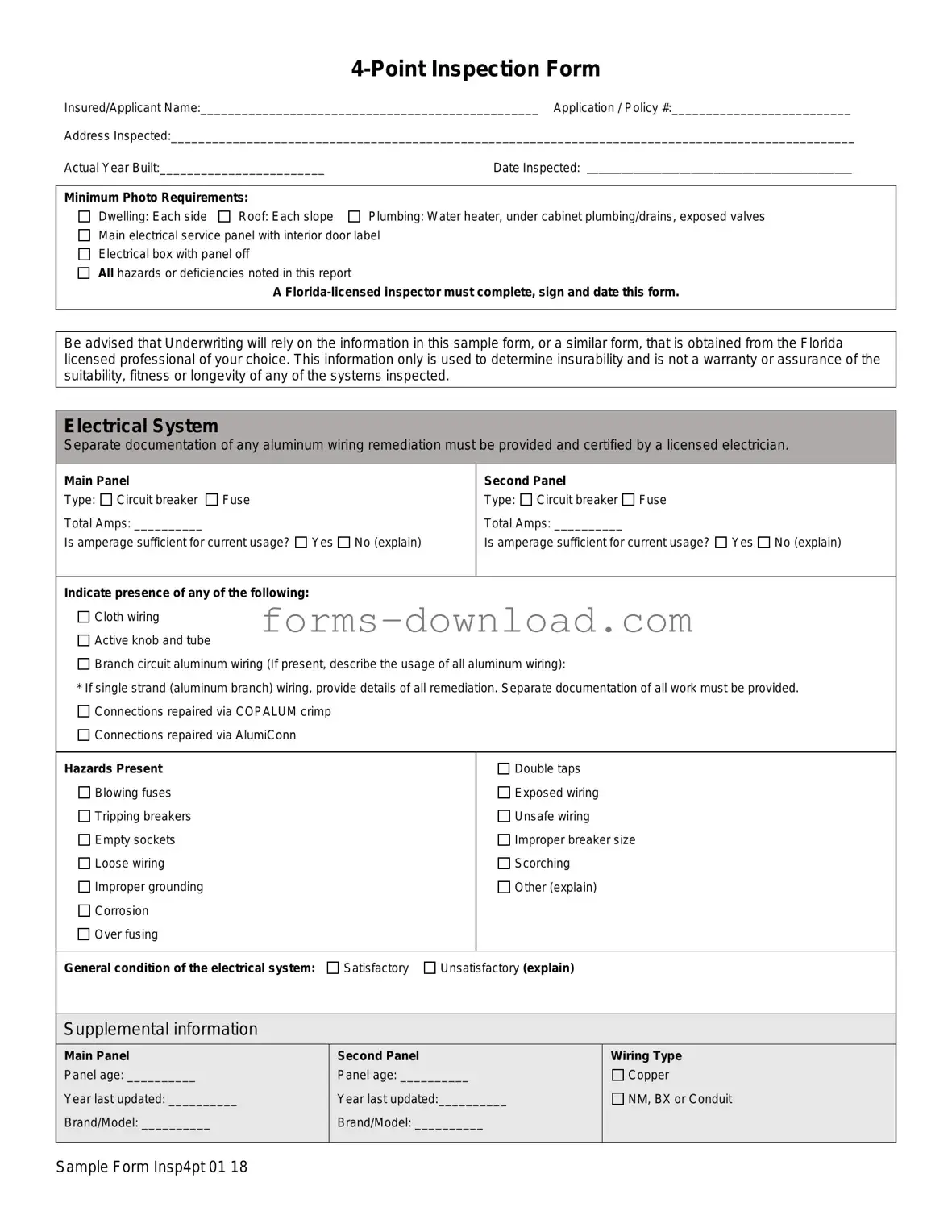Blank 4 Point Inspection Form