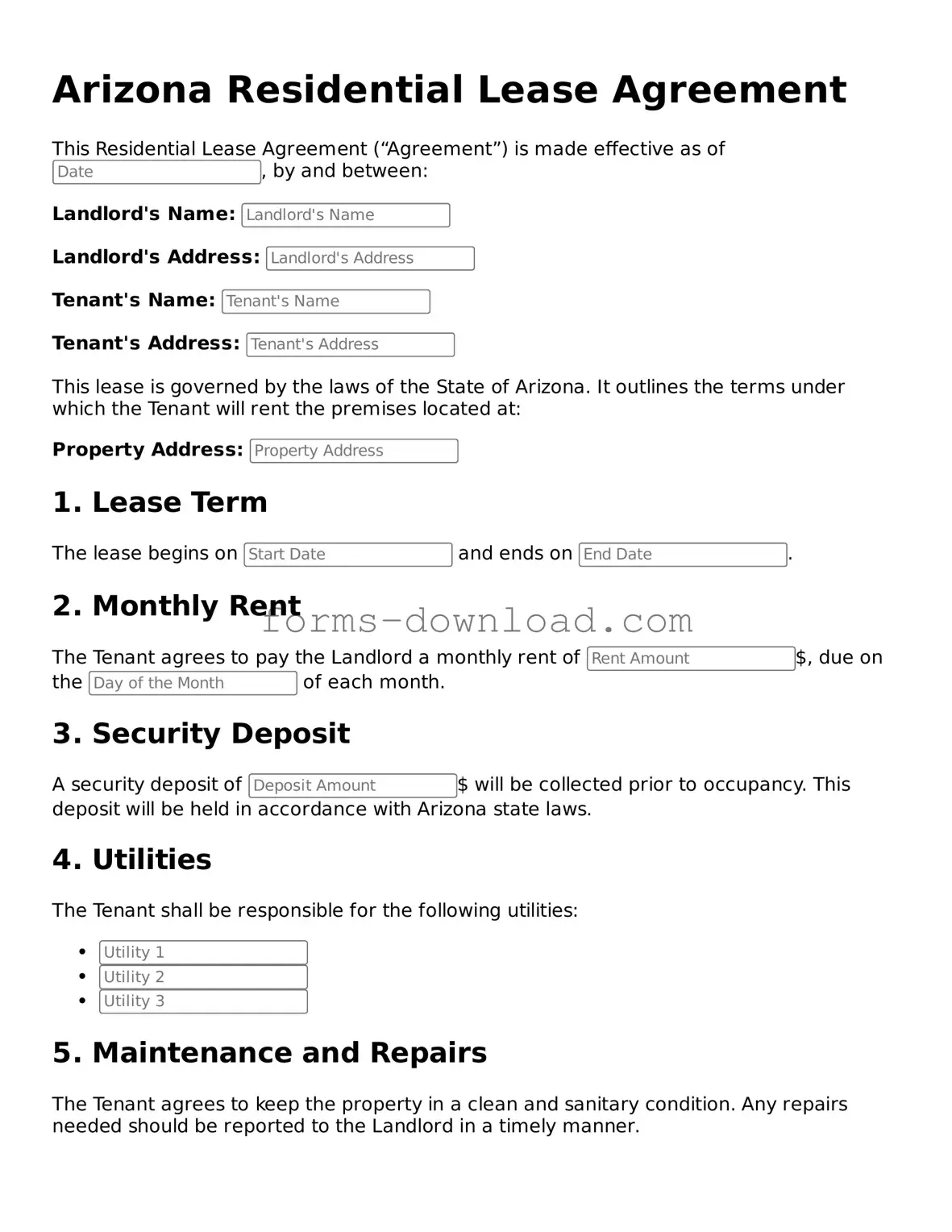 Attorney-Approved Lease Agreement Document for the State of Arizona