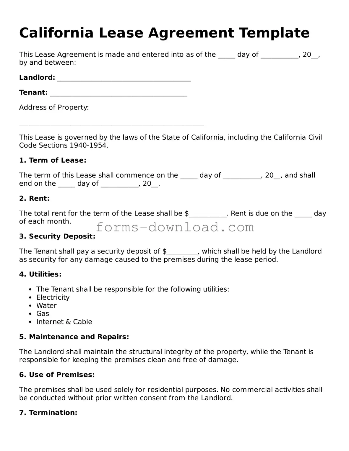 Attorney-Approved Lease Agreement Document for the State of California