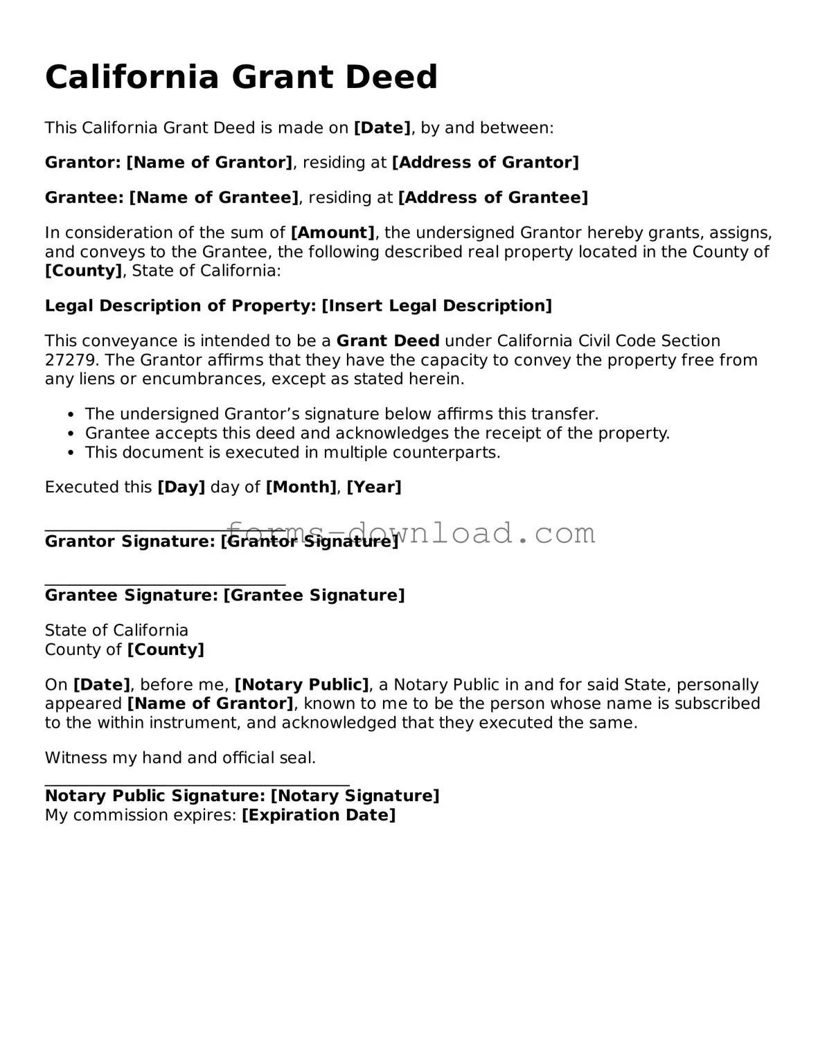 Attorney-Approved Deed Document for the State of California