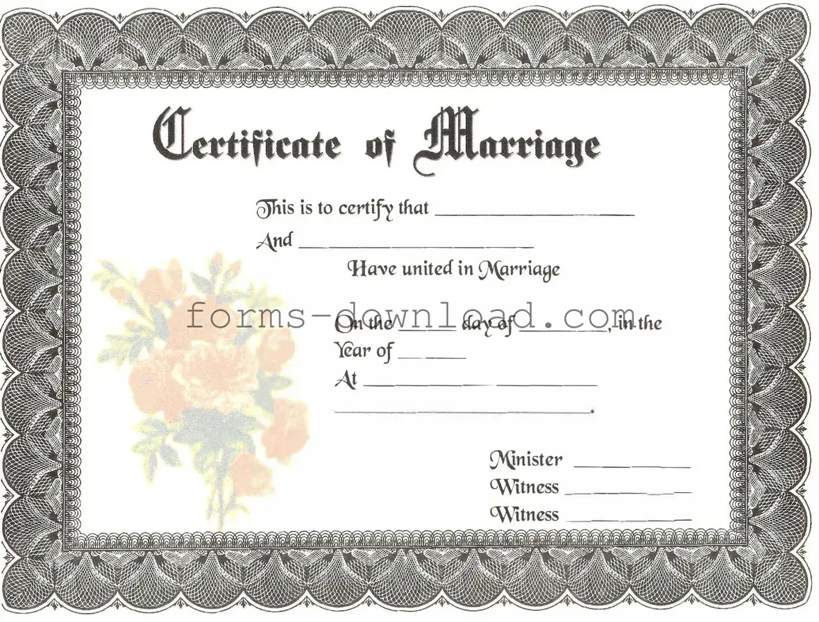 Blank Marriage Certificate Form