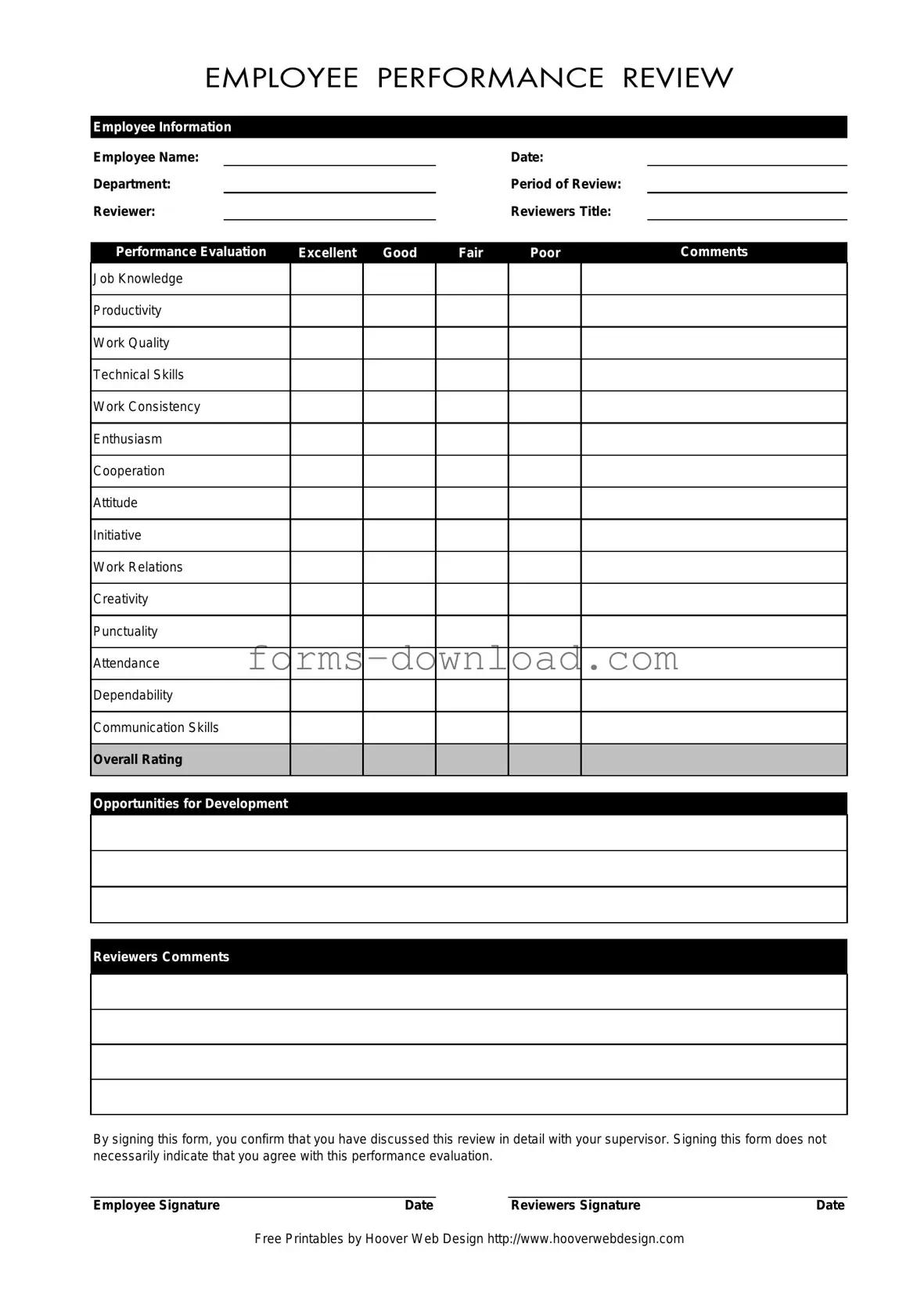 Blank Employee Form