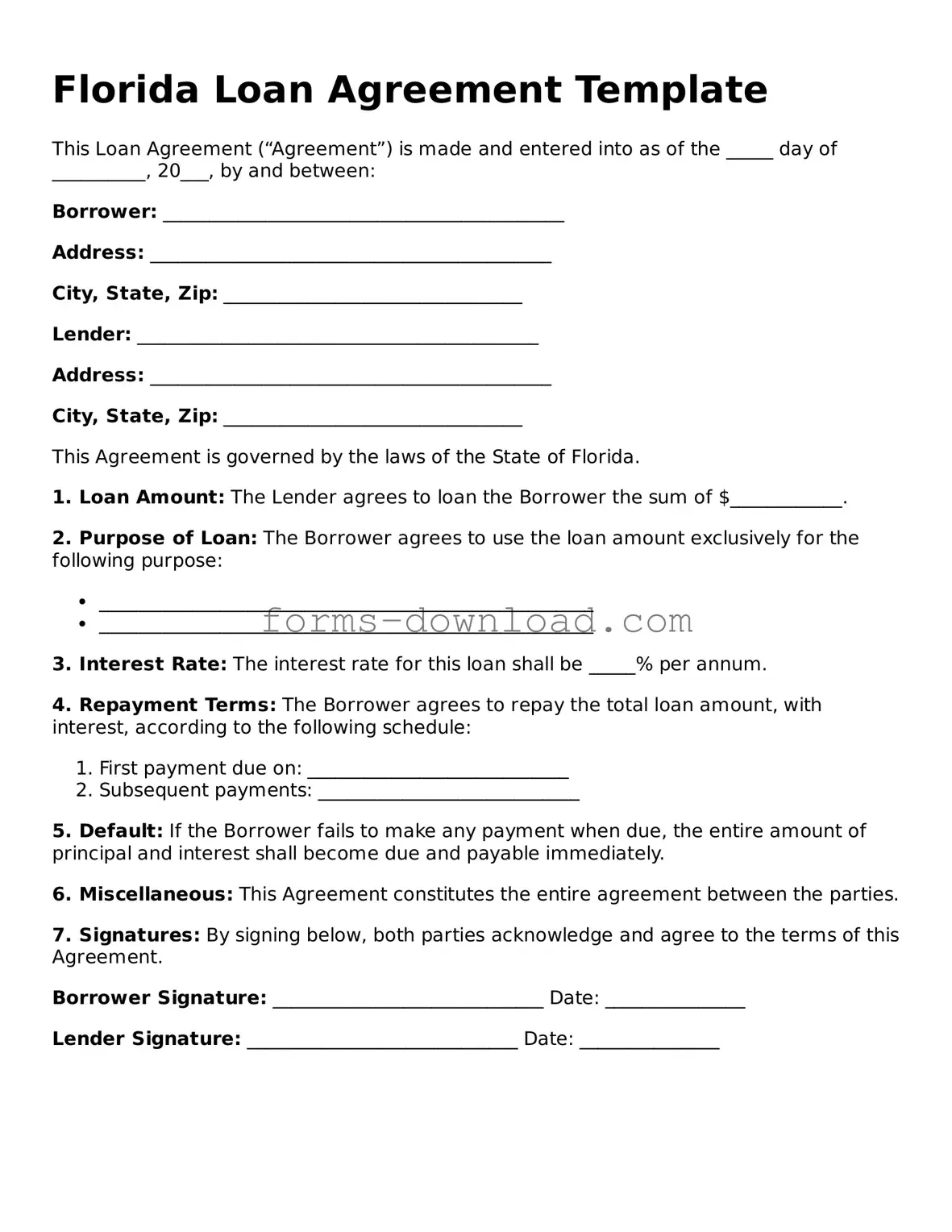 Attorney-Approved Loan Agreement Document for the State of Florida