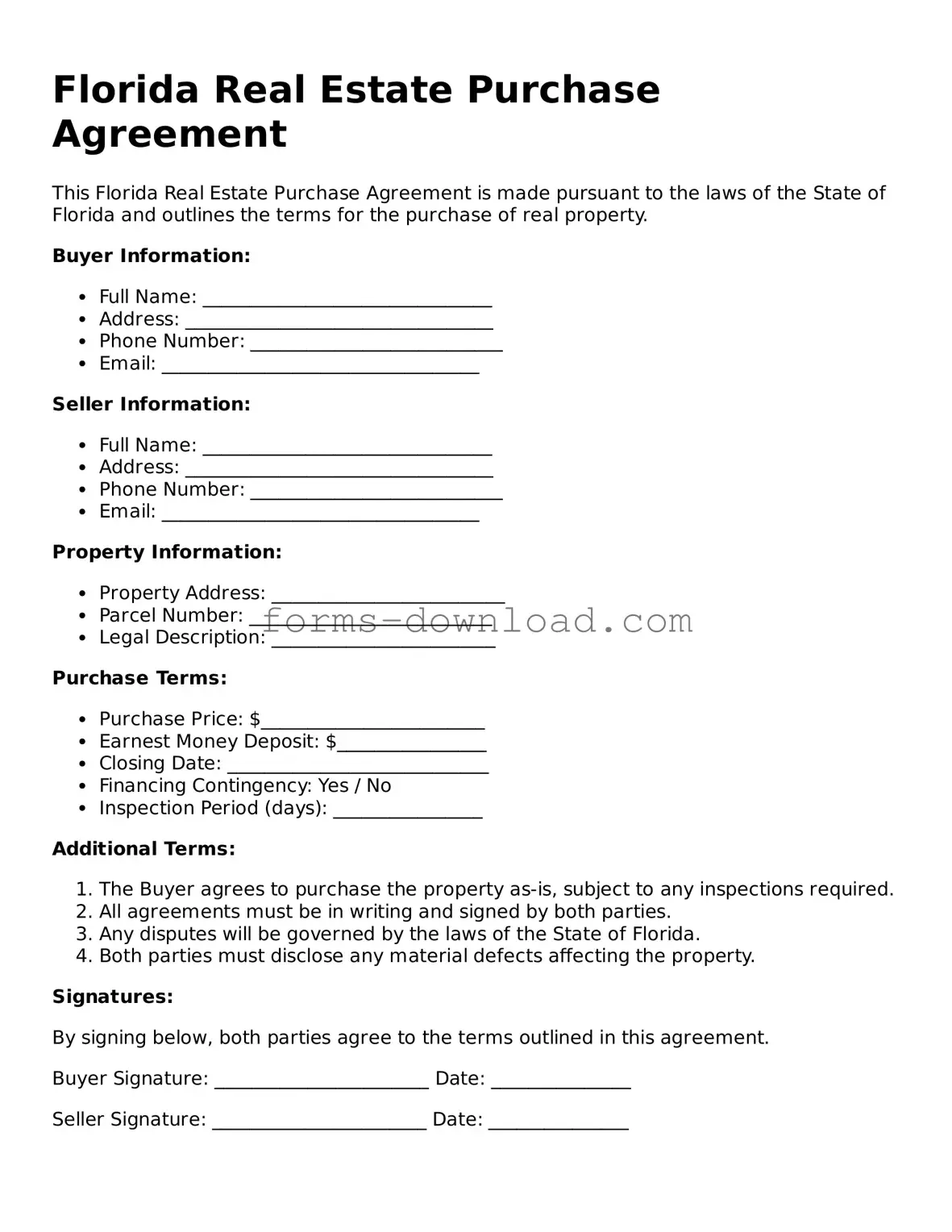 Attorney-Approved Real Estate Purchase Agreement Document for the State of Florida