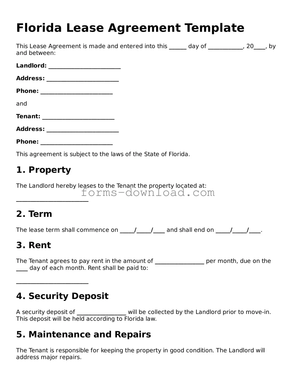 Attorney-Approved Lease Agreement Document for the State of Florida