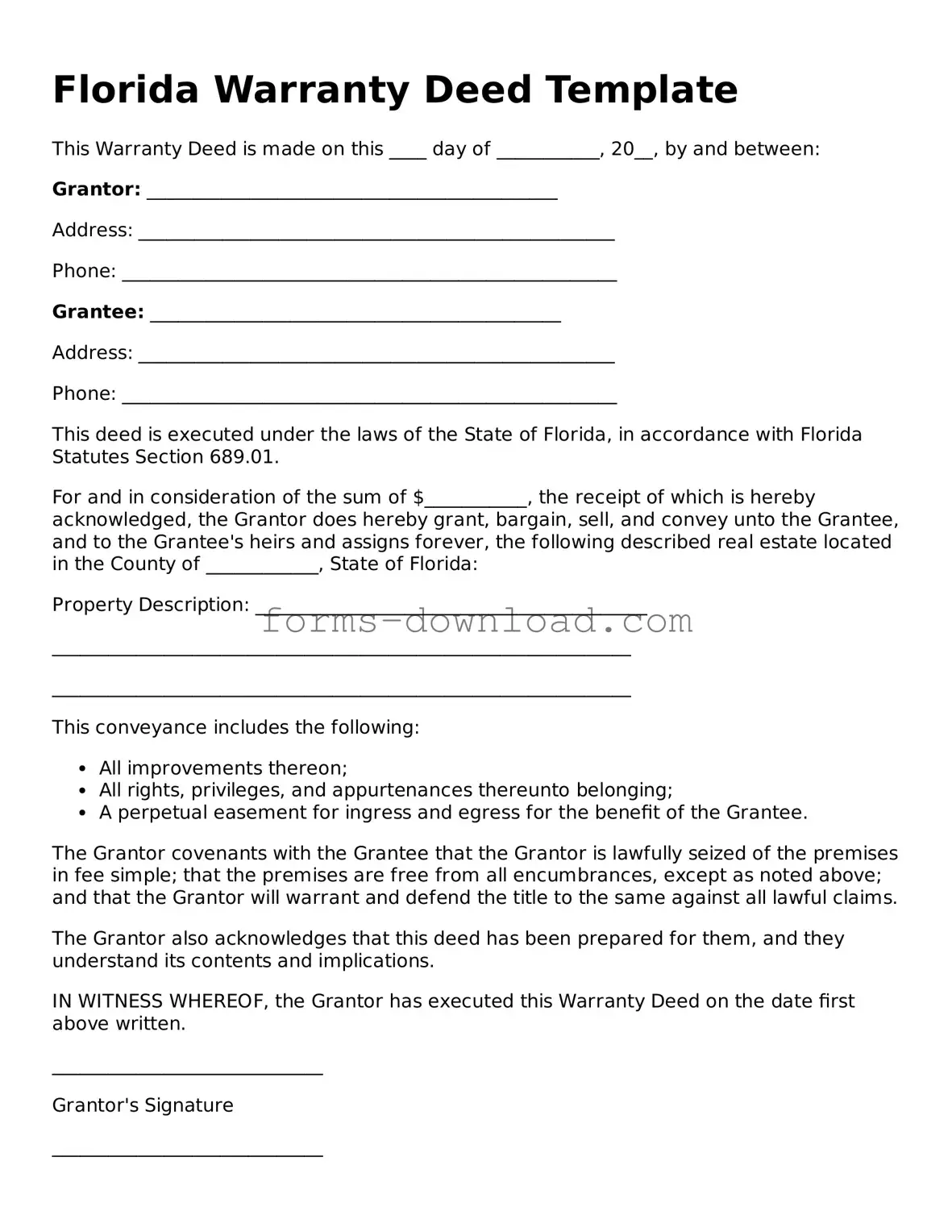 Attorney-Approved Deed Document for the State of Florida