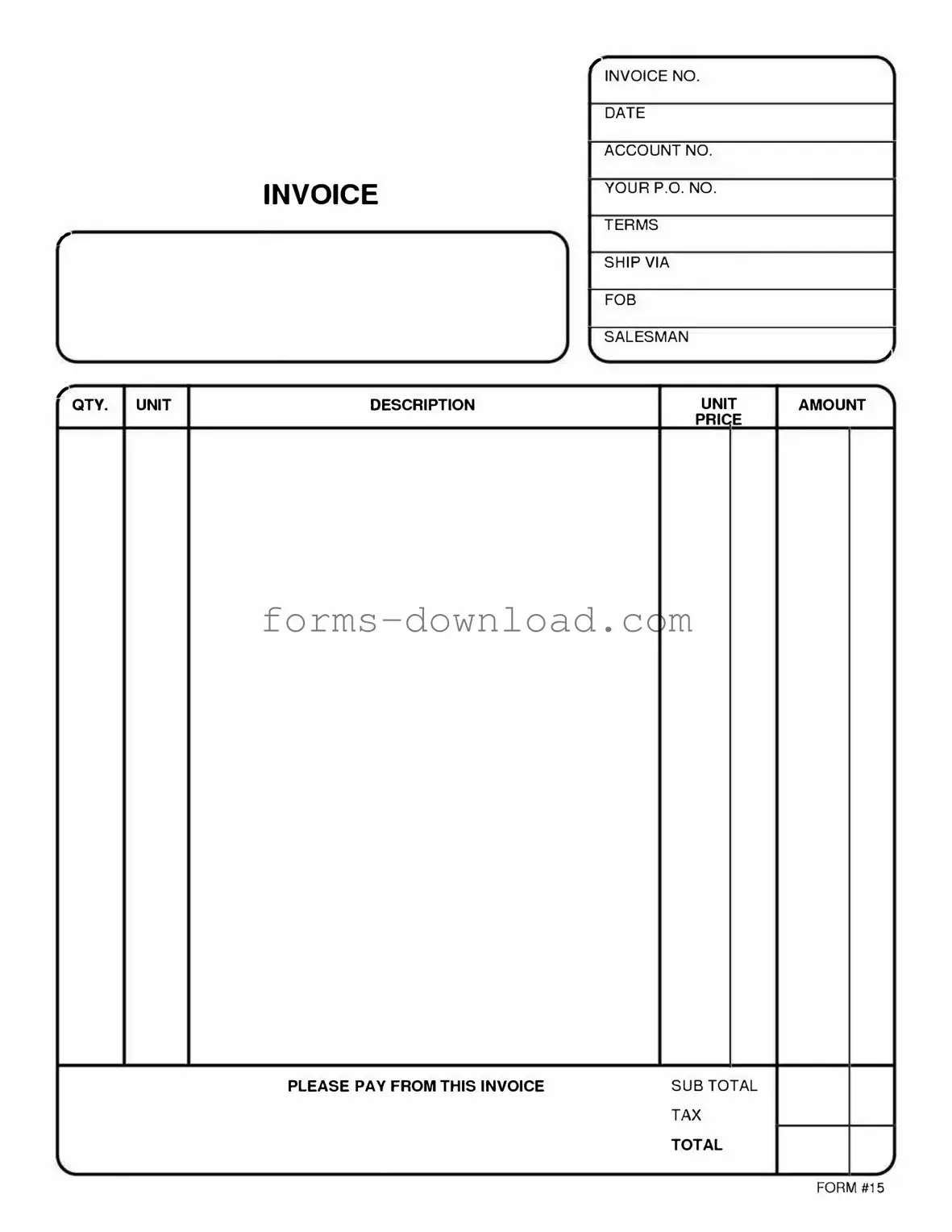 Blank Free And Invoice Pdf Form