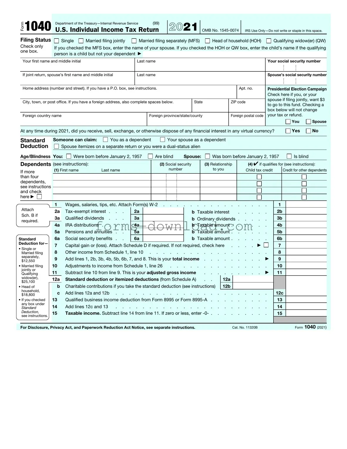 Blank IRS 1040 Form