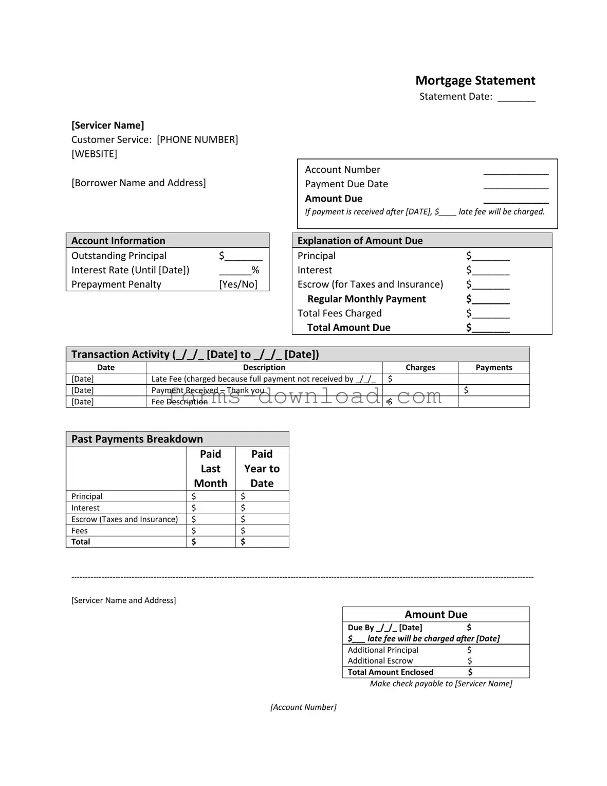 Blank Mortgage Statement Form
