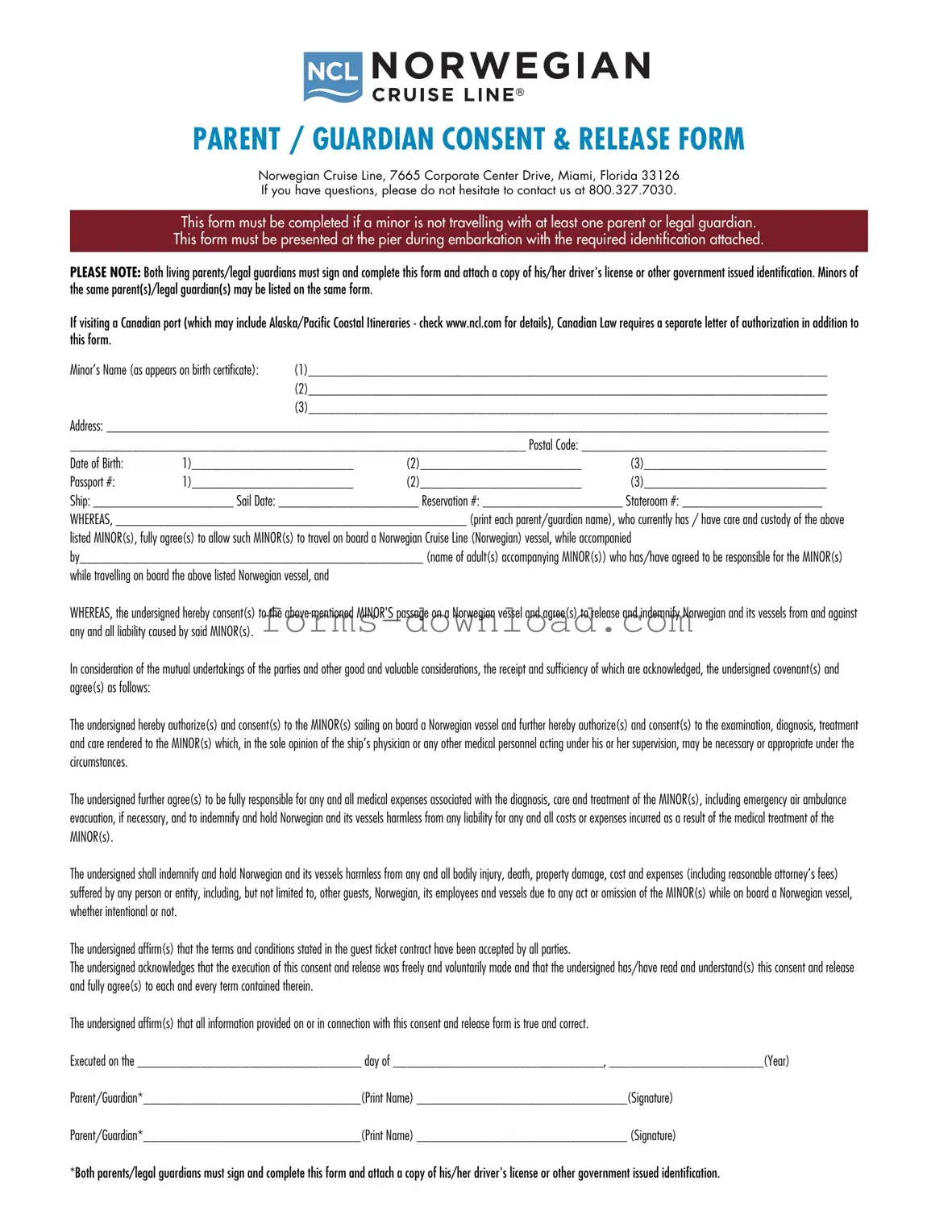 Blank NCL Parental Consent Form