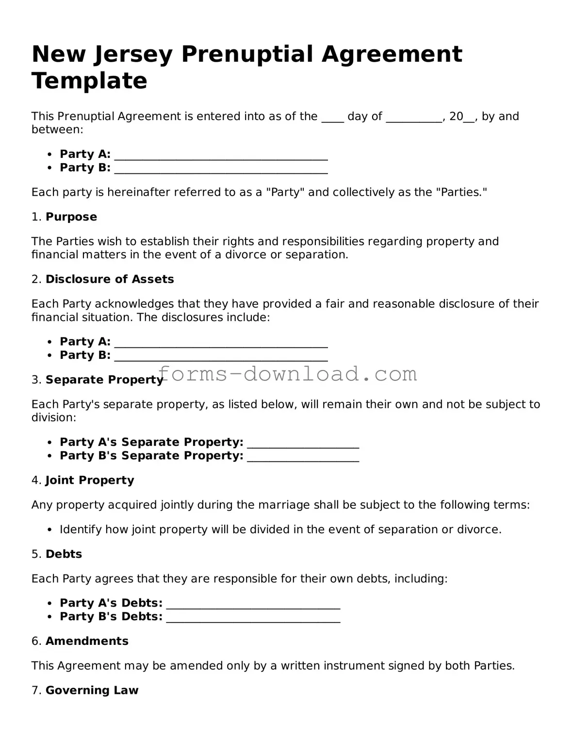Attorney-Approved Prenuptial Agreement Document for the State of New Jersey