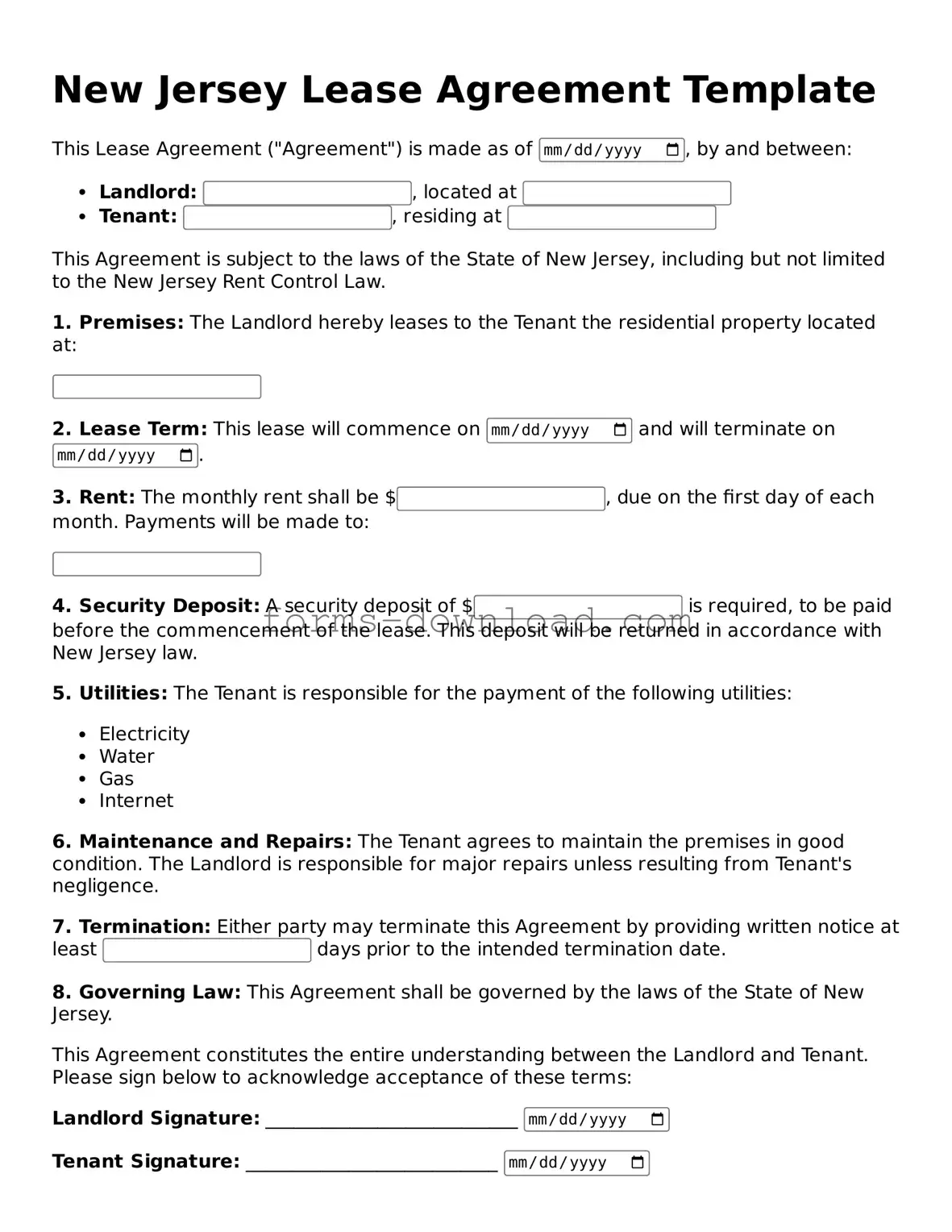 Attorney-Approved Lease Agreement Document for the State of New Jersey