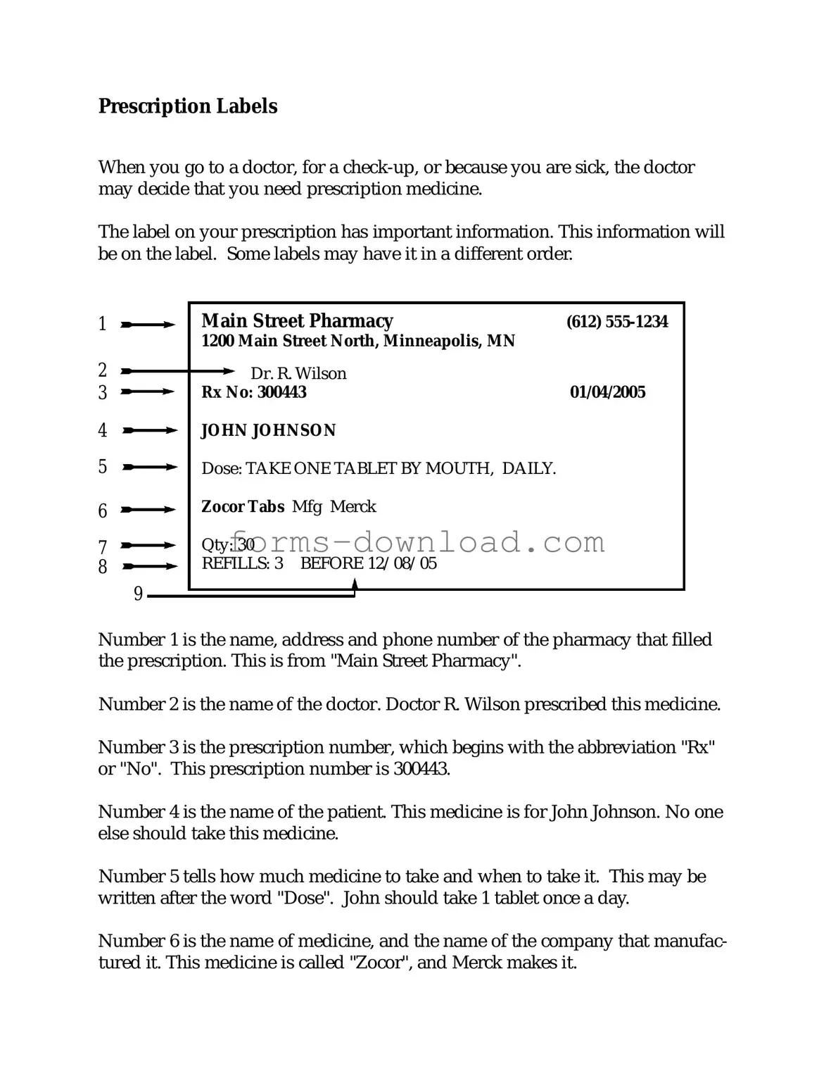 Blank Prescription Label Form