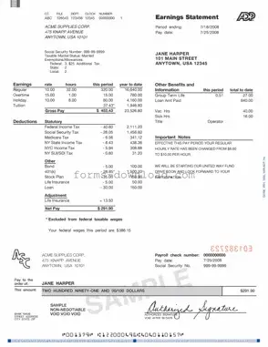 Blank Adp Pay Stub Form