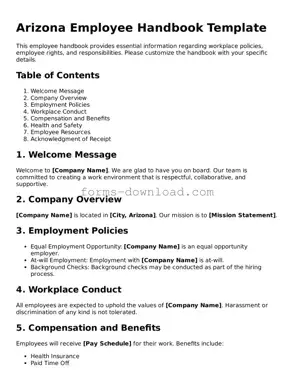 Attorney-Approved Employee Handbook Document for the State of Arizona