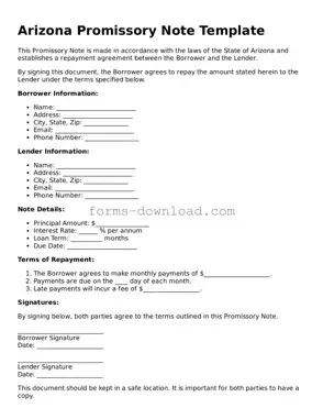 Attorney-Approved Promissory Note Document for the State of Arizona
