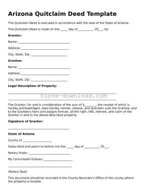 Attorney-Approved Quitclaim Deed Document for the State of Arizona