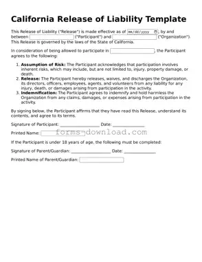 Attorney-Approved Release of Liability Document for the State of California