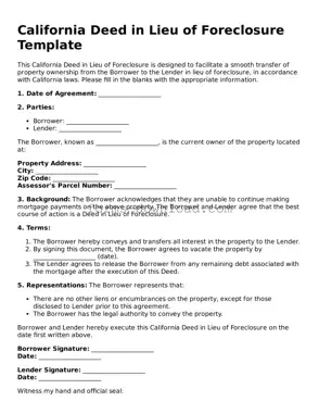 Attorney-Approved Deed in Lieu of Foreclosure Document for the State of California