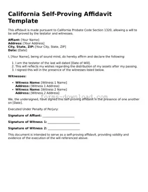 Attorney-Approved Self-Proving Affidavit Document for the State of California