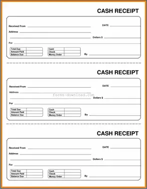 Blank Cash Receipt Form