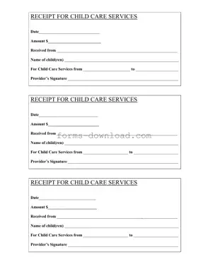 Blank Childcare Receipt Form