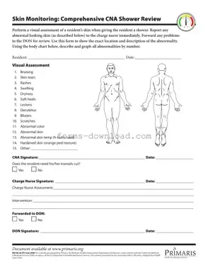 Blank Cna Shower Sheets Form