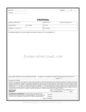 Blank Construction proposal form Form