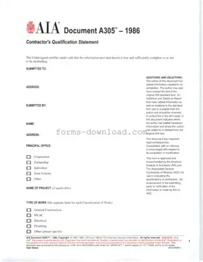 Blank AIA A305 Form