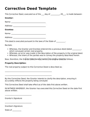 Fillable Corrective Deed Form