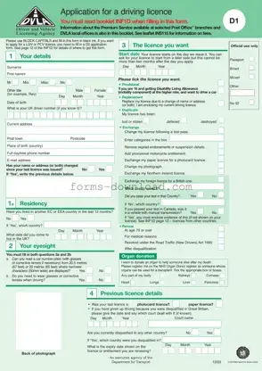 Blank D1 Dvla Form