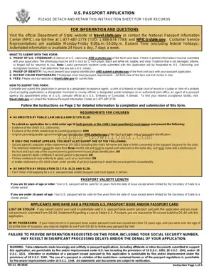Blank DS-11 U.S. Passport application Form