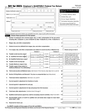 Blank IRS 941 Form