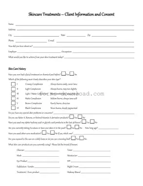 Blank Facial Consent Form