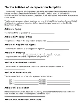 Attorney-Approved Articles of Incorporation Document for the State of Florida