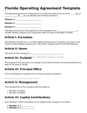 Attorney-Approved Operating Agreement Document for the State of Florida