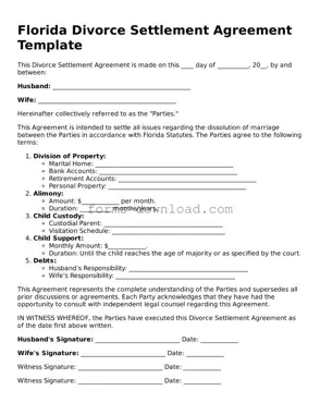 Attorney-Approved Divorce Settlement Agreement Document for the State of Florida