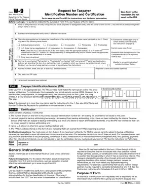 Blank IRS W-9 Form