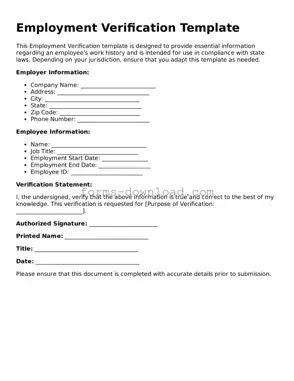 Fillable Employment Verification Form