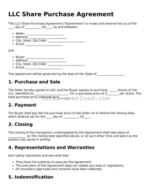 Fillable LLC Share Purchase Agreement Form