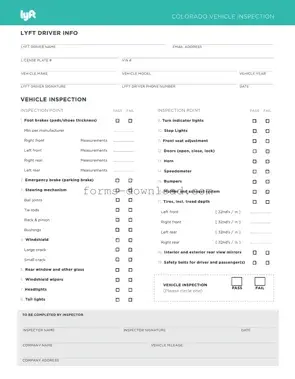 Blank Lyft Inspection Form