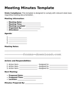 Fillable Meeting Minutes Form