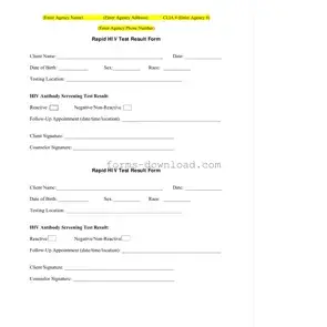 Blank Negative Hiv Test Form