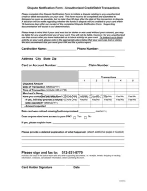 Blank Netspend Dispute Form