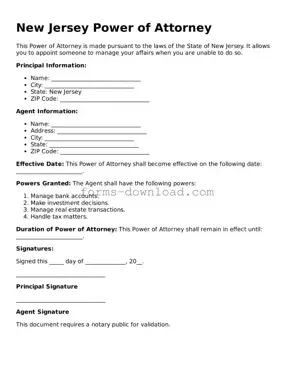 Attorney-Approved Power of Attorney Document for the State of New Jersey