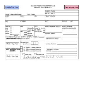 Blank Rabies Certificate Form