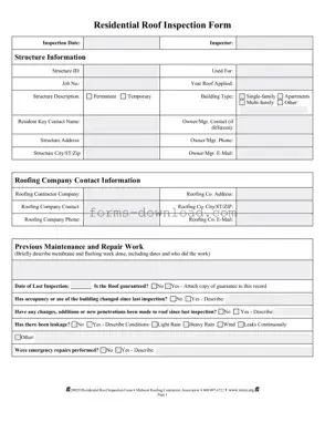 Blank Roof Inspection Form