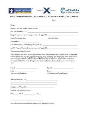 Blank Royal Caribbean Parental Consent Form