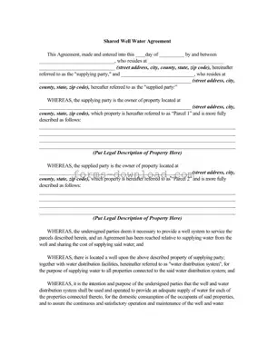 Blank Shared Well Agreement Form