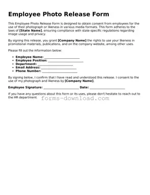 Fillable Employee Photo Release Form